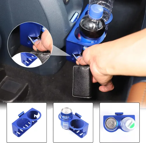 Miniatura 5 de Organizador expansor de portavasos trasero para automóvil compatible con Ford Maverick 2022-2024 Auto de aluminio para asiento trasero de doble
