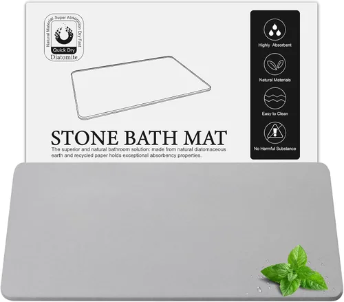 Miniatura 13 de Alfombra de Baño Grande de Piedra de Diatomita, Premium Antideslizante de Tierra de Diatomeas Natural para Bañera de Secado Rápido para Piso de Baño