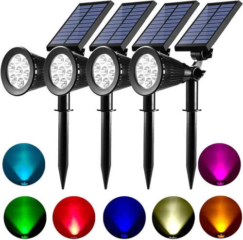 Miniatura 7 de Luces solares de color para exteriores, impermeables, 7 LED que cambian de color, focos solares para patio, jardín, patio, césped, 2 fotos