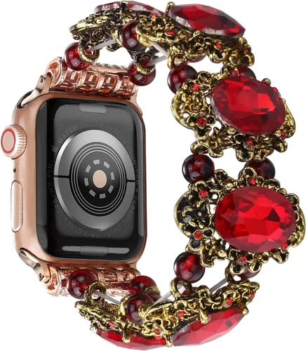 Miniatura 7 de Pulsera bohemia con cuentas compatible con Apple Watch Band para mujeres y hombres de 38/40/41/42/44/45/46/1.929 in, correa elástica estilo bohemio