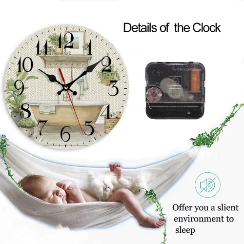 Miniatura 4 de LOKMU Reloj silencioso sin tictac de 10 pulgadas, reloj de pared redondo, decorativo para sala de estar, cocina, hogar, baño, dormitorio, oficina