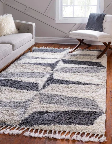 Miniatura 11 de Unique Loom Hygge Shag Collection - Alfombra moderna de inspiración marroquí, diseño geométrico, felpa y acogedora