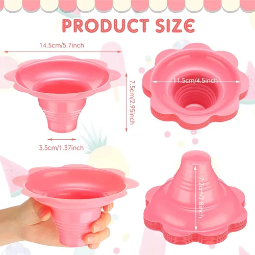 Miniatura 3 de Eaasty 300 tazas de hielo afeitado de flores coloridas de 4 onzas, tazas de cono de nieve de plástico, a prueba de fugas, cuencos de helado