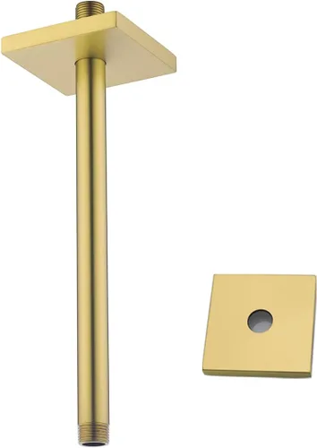 Miniatura 40 de Brazo de ducha montado en el techo de 4 pulgadas, extensión de cabezal de ducha negro mate con escudo único a juego, conexión estándar de 1/2