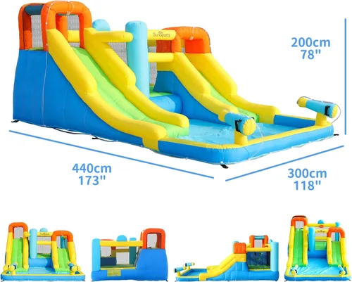 Miniatura 2 de Tobogán acuático inflable para patio trasero de niños, casa de rebote con tobogán acuático, casa inflable para parque acuático inflable para húmedo