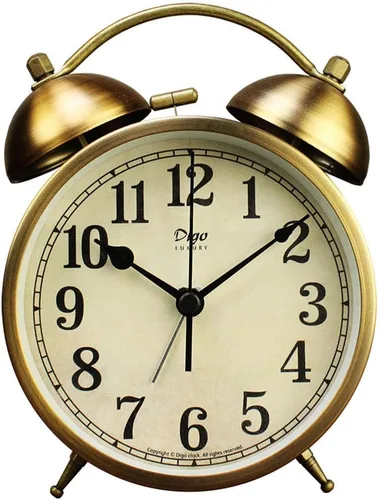 Miniatura 13 de Maxspace Reloj de mesa de metal dorado, retro vintage sin tictac, pequeño reloj despertador, funciona con pilas, movimiento de cuarzo silencioso