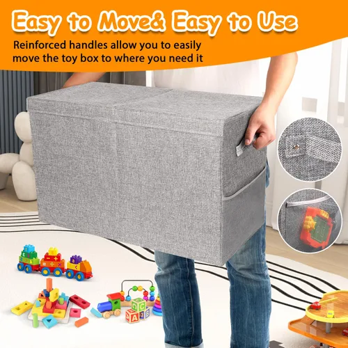 Miniatura 6 de Caja grande de juguetes con tapa, organizador de almacenamiento de juguetes para niños y niñas, canasta grande de juguetes para sala de estar, sala