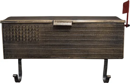 Miniatura 7 de Oakland Living AZ620-SILVER Buzón de Pared de Metal Patriótico en Plata con Bandera y Percheros para Diarios plateado