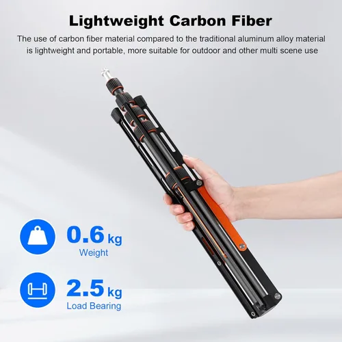 Miniatura 8 de Soonpho Soporte de luz portátil ajustable de fibra de carbono de 7 pies con trípode reversible de 180°, altura máxima de 86.5 pulgadas para cámara