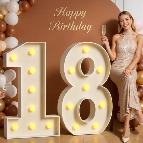 Miniatura 79 de Números de marquesina de 4 pies de alto, 4 pies de alto, números grandes iluminados 0 para 30, 40, 50, 60, decoración de fiesta de cumpleaños
