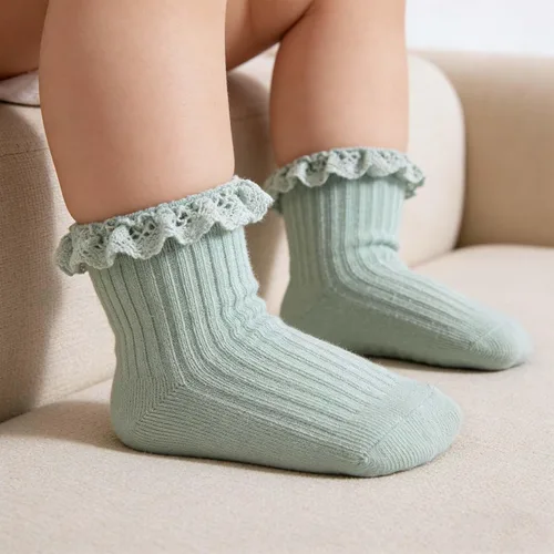 Miniatura 6 de Calcetines de Volantes para Niña Bebé, Calcetines Antideslizantes de Agarre para Niñas, Calcetines de Tobillo Frilly de Algodón Lindos para Niñas