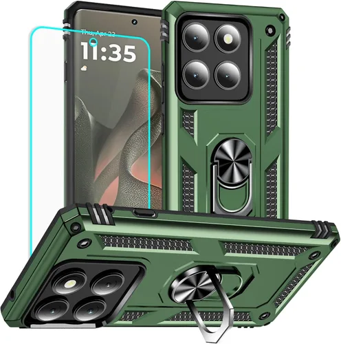 Miniatura 25 de Funda para Moto E Phone Case, Moto E con protector de pantalla HD, fundas protectoras de grado militar con anillo para Moto E 2020 (rojo)