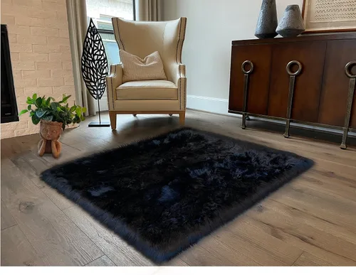 Miniatura 10 de LAMBZY Alfombra cuadrada de piel de oveja sintética, súper suave, hipoalergénica, de pelo de felpa de primera calidad