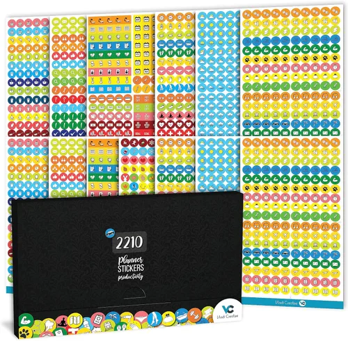 Miniatura 12 de Vladi Creative Busy Mom - Calcomanías para planificar, más de 2190 piezas, 18 hojas, calcomanías decorativas y coloridas que aumentan