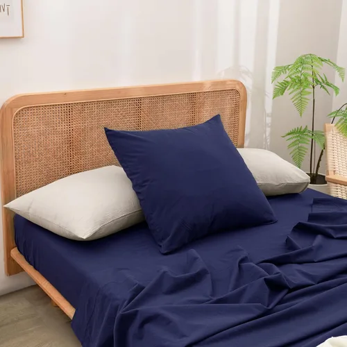 Miniatura 74 de BESTOUCH 100% Algodón Lavado Funda de Almohada para Cabello y Piel, Sensación de Lino, Suave, Cómoda, Transpirable, Juego de 2 Fundas de Almohada