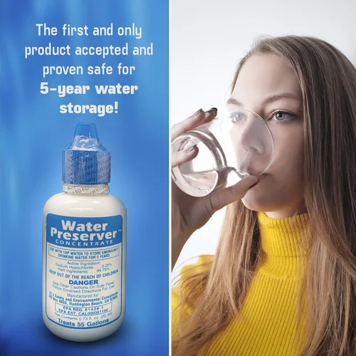 Miniatura 3 de Concentrado preservador de agua de 55 galones (5 años) Gotas de tratamiento de agua - Tratamiento de agua para agua potable - Mayday Emergencia Agua