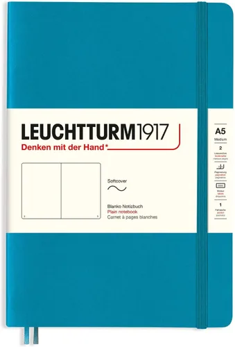 Miniatura 40 de LEUCHTTURM1917 - Cuaderno mediano A5 de tapa blanda, 123 páginas numeradas para escribir y llevar un diario (color negro, cuadriculado)