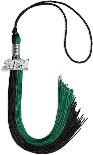 Miniatura 222 de Endea Graduation Borla de doble color con gota de fecha plateada (negro/oro antiguo, 2025)