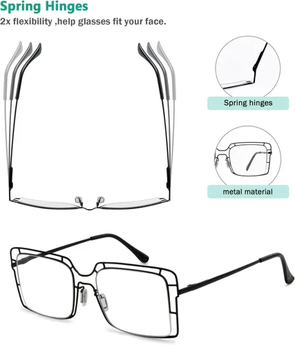 Miniatura 4 de Eyekepper Paquete de 4 lentes de lectura con marco hueco de metal fino para mujeres y hombres