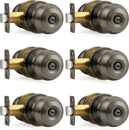 Miniatura 82 de Probrico - Perillas de puerta de negro mate, manijas de puerta con cerradura y perilla, manijas de puerta interior sin llave para baño y dormitorio