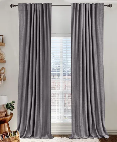 Miniatura 34 de 100% Blackout Shield - 2 cortinas opacas de lino, con presillas traseras/bolsillo para cortinero y aislamiento térmico, para el hogar, 50 pulgadas