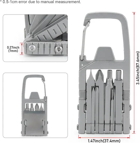 Miniatura 5 de Generic 12 en 1 Llavero Multiherramienta Destornillador con Puntas Plegables Herramienta Multifuncional Abrebotellas Herramienta de Bolsillo