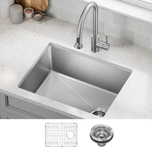 Miniatura 21 de Kraus Fairlane 25-pulgadas Fregadero de cocina de acero inoxidable de calibre 18, de un solo cuenco, para caída/montaje superior, KHT641-25