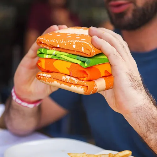 Miniatura 3 de AGRIMONY Divertida caja de calcetines de hamburguesa de comida Calcetines divertidos de comida para cumpleaños, regalos de Navidad para hombres