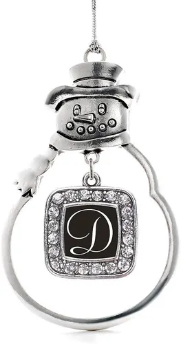 Miniatura 165 de Inspired Silver - Adorno de rodillo de reina - Adorno cuadrado de plata con muñeco de nieve con joyas de circonita cúbica
