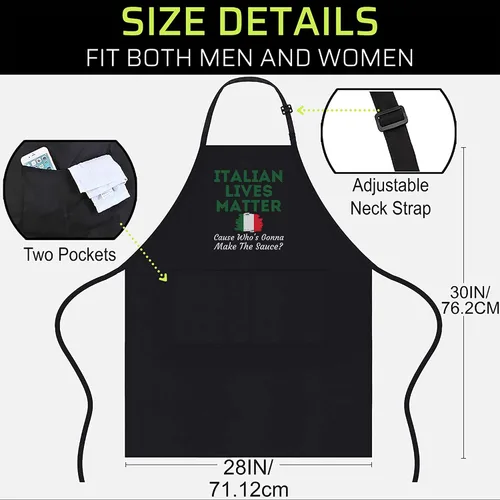 Miniatura 3 de Delantal negro de comida - Funny Italian Lives Matter Cook Novedad Italia Bandera Camiseta Negro Delantales de cocina, Negro