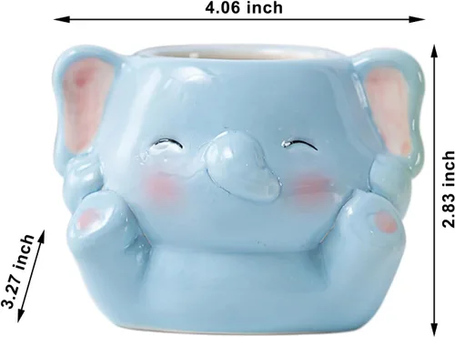Miniatura 3 de DIYOMR Bonita maceta de animales, mini maceta de cerámica con forma de animal de dibujos animados para suculentas, soporte para plantas de aire