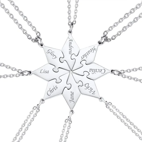 U7 Heart or Puzzle Piece Best Friend Necklaces for 2-8 Stainless Steel 18K Gold Plated BFF Forever Friendship Necklace Gift for Men Women