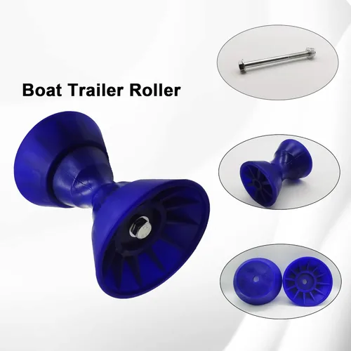 Miniatura 4 de Ensamblaje de rodillo de campana de arco de remolque de barco de 4 pulgadas con eje de 1/2 pulgada para soporte de 4 pulgadas, poliuretano Azul