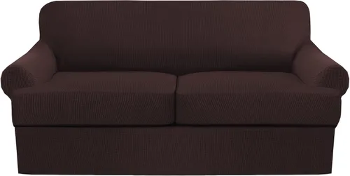 Miniatura 12 de Juego de fundas para sillas con cojines en T de 2 piezas, funda de sofá elástica para sillones y sillas con cojines en T