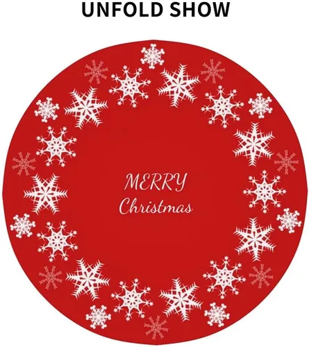 Miniatura 5 de Mantel redondo de Navidad con diseño de copos de nieve de Navidad para cocina, comedor, decoración de mesa de poliéster lavable para mesa de bufé