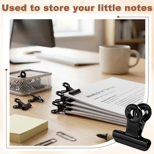 Miniatura 7 de Kisston 5 Pcs Metal Clips Hinge Clips 0.87 Inch Small Bull Binder for Office, Paper, Photos, Picture, Maps, Poster, Drawings, Art Work, Papers
