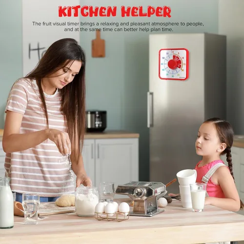 Miniatura 4 de Secura Temporizador Visual de Frutas de 7.5 Pulgadas para Niños, Temporizador de Cuenta Regresiva de 60 Minutos para Aula o Cocina, Reloj