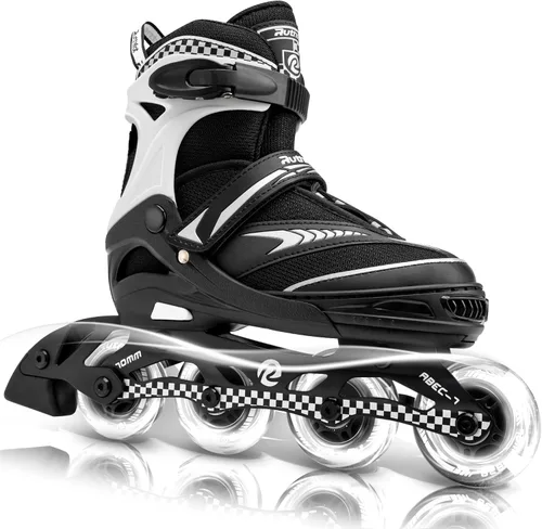 Ruthfot Patines en línea ajustables para niños y niñas con ruedas de luz completa, patines para exteriores para niños y mujeres Blanco