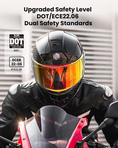 Miniatura 3 de ILM - Cascos de motocicleta de fibra de carbono de cara completa para adultos, con certificaciones DOT y ECE, Casco de Carreras MF577P