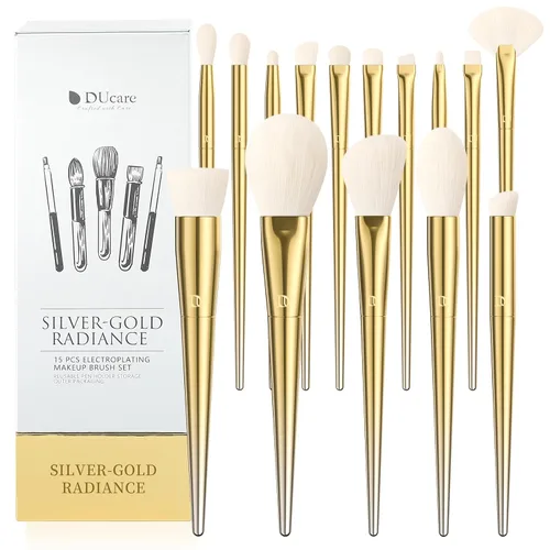 Miniatura 10 de DUcare Juego de regalo de maquillaje, 18 piezas, con 14 brochas de maquillaje, 3 esponjas de maquillaje, 1 bolsa de cosméticos para fundación