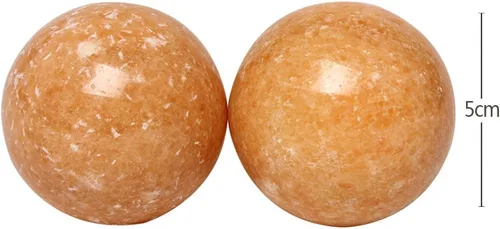Miniatura 2 de BRABUD TQZDBS030 - Bolas chinas de estrés para la salud de Baoding de mármol naranja en piedra natural con caja