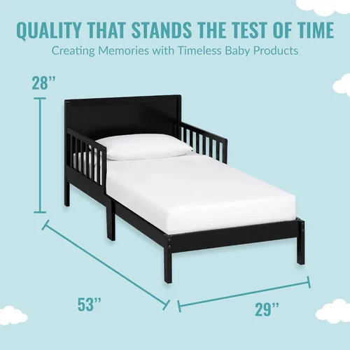Miniatura 2 de Dream On Me Brookside - Cama para niños pequeños en negro, certificado Greenguard Gold, certificado JPMA y colchón ortopédico de fibra firme