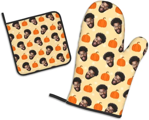 Miniatura 29 de Manoplas de horno personalizadas para Navidad, juego de guantes de horno personalizados y soportes para ollas con foto, divertidos regalos