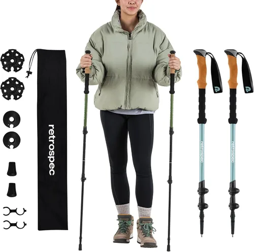 Miniatura 8 de Retrospec Solstice - Bastones de senderismo para hombres y mujeres, ajustables y plegables, ligeros, para caminar y trekking, aluminio con agarre