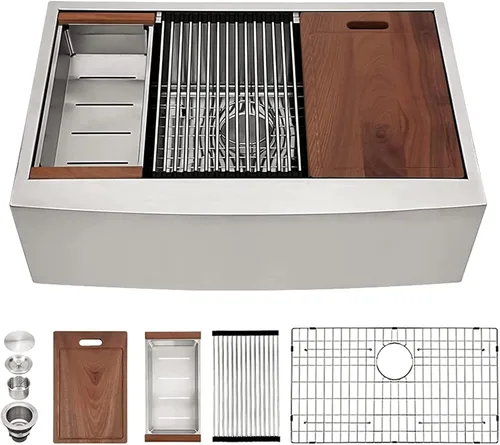 Miniatura 24 de Sarlai Fregadero de cocina de 30 unidades color negro, 30 x 22 pulgadas, fregadero de cocina de 30 x 22 pulgadas, fregadero de cocina de acero Acero