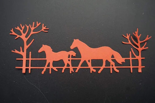 Miniatura 4 de Troqueles de corte de metal para tres hombres a caballo, dos caballos que caminan, troquelados, plantillas en relieve, molde de plantilla
