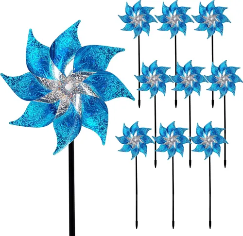 Miniatura 13 de Hausse Paquete de 10 Molinillos Reflectantes, Molinillo Extra Brillante, Dispositivos Repelentes de Aves para Ahuyentar a los Pájaros del Patio