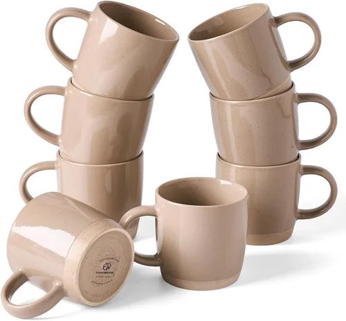Miniatura 40 de famiware Mercury - Tazas de café de 13 onzas, juego de 4 tazas de café con asa, tazas para café con leche, té caliente, capuchino, moca, cacao, negro