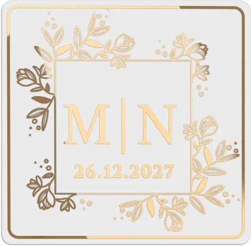 Calcomanías de boda con monograma personalizadas, etiquetas cuadradas de iniciales personalizadas para invitaciones, sellos de sobre, recuerdos y