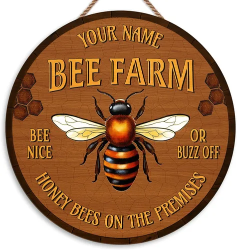 Miniatura 13 de Placa de pared personalizada de madera de abeja de miel, regalos para apicultores, letrero de granja de res, letrero de abeja, decoración de abeja